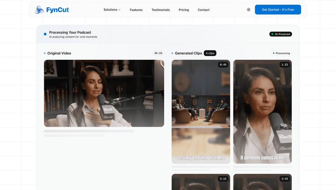 FynCut - Turn Podcasts Into Viral Clips Automatically using AI