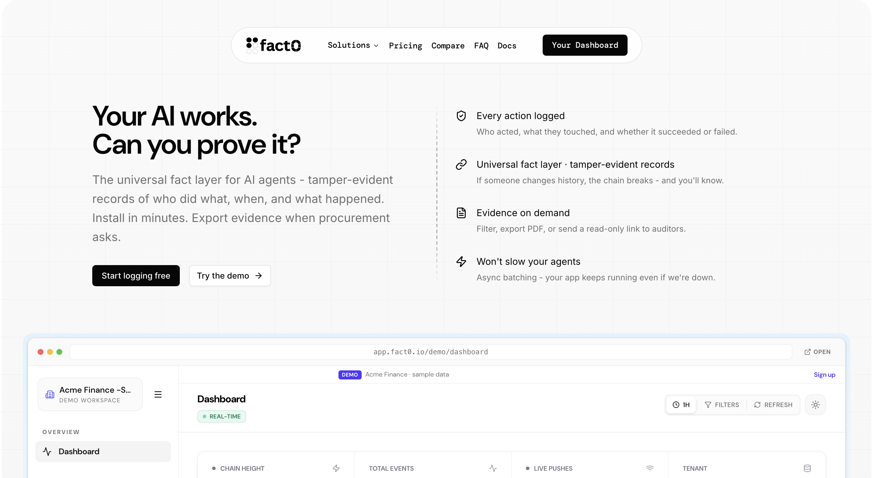 Fact0 landing page